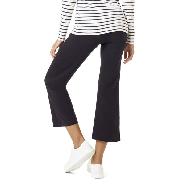 HUE U23429 Blackout Cotton Cropped Flare Legging Black ( S ) - Picture 2 of 4